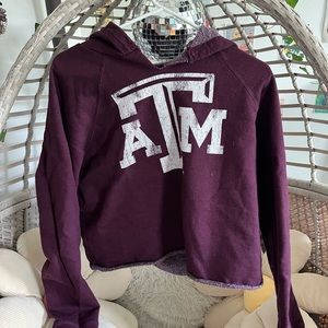 Texas Am  cropped maroon hoodie